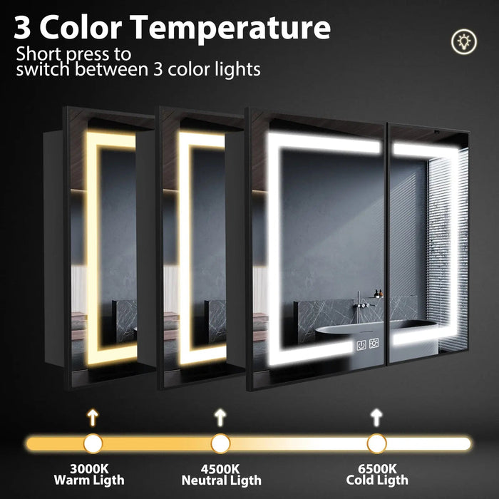 Hausvita Framed Recessed LED Light Bathroom Medicine Cabinet -medium - Sweatfully