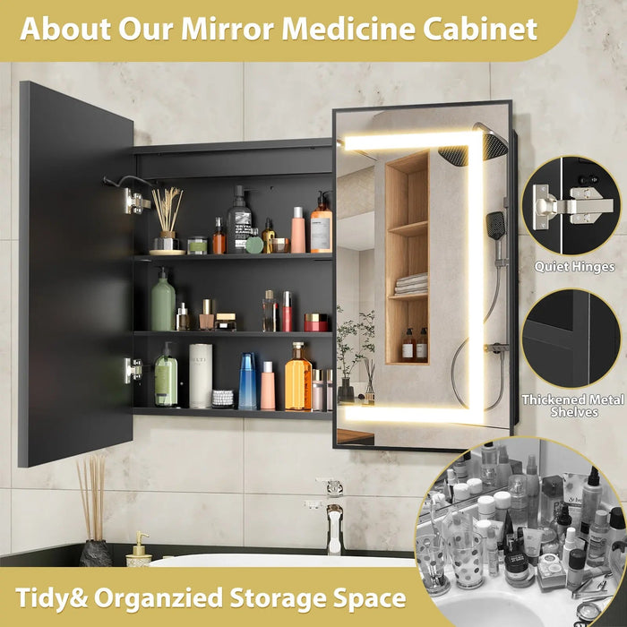 Hausvita Framed Recessed LED Light Bathroom Medicine Cabinet -medium - Sweatfully