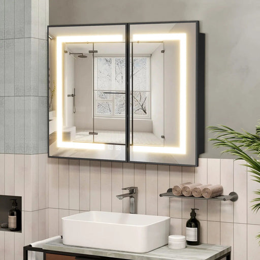 Hausvita Framed Recessed LED Light Bathroom Medicine Cabinet -medium - Sweatfully