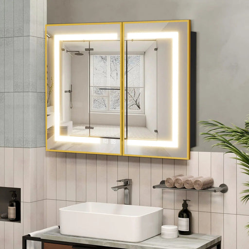 Hausvita Framed Recessed LED Light Bathroom Medicine Cabinet -medium - Sweatfully