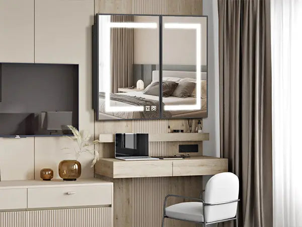 Hausvita Framed Recessed LED Light Bathroom Medicine Cabinet -medium - Sweatfully
