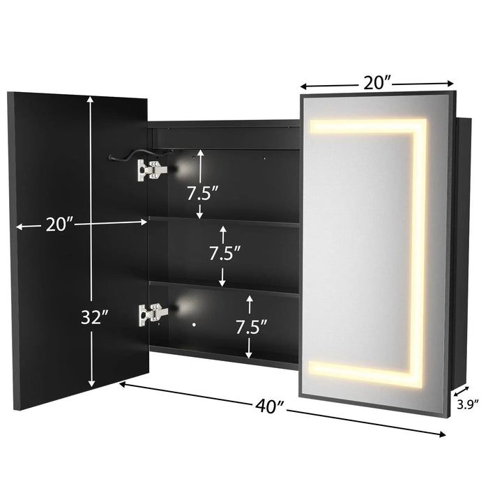 Hausvita Framed Recessed LED Light Bathroom Medicine Cabinet -medium - Sweatfully