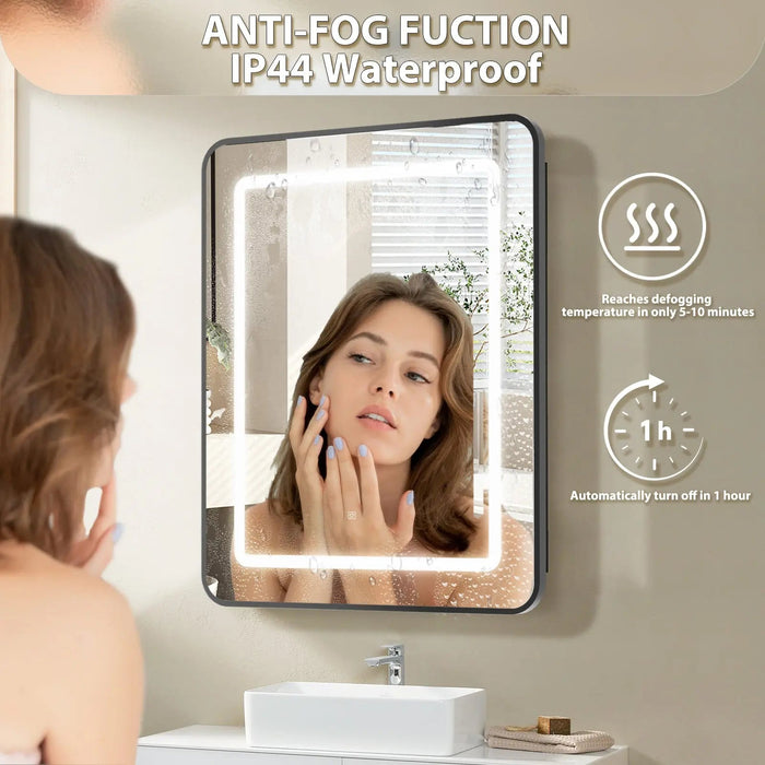 Hausvita Framed Recessed LED Light Bathroom Medicine Cabinet -small - Sweatfully