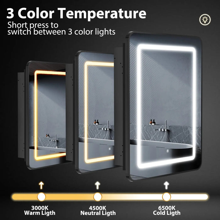 Hausvita Framed Recessed LED Light Bathroom Medicine Cabinet -small - Sweatfully