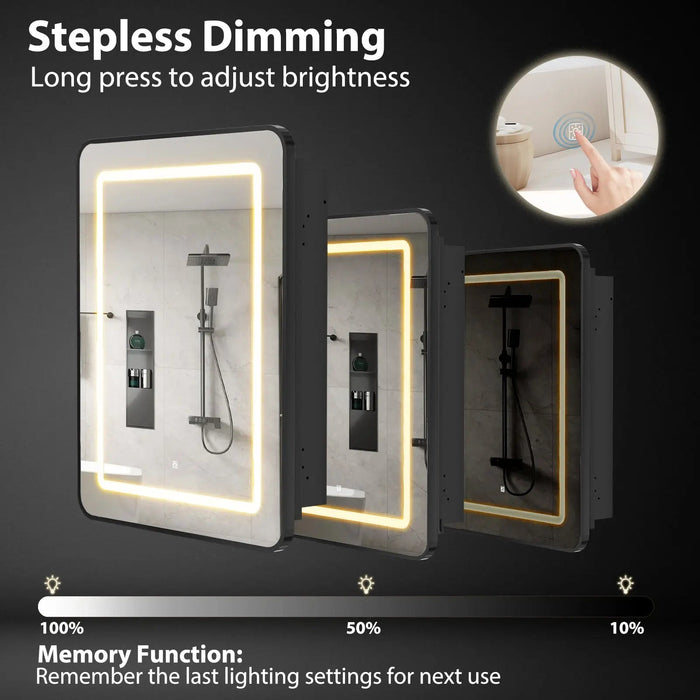 Hausvita Framed Recessed LED Light Bathroom Medicine Cabinet -small - Sweatfully