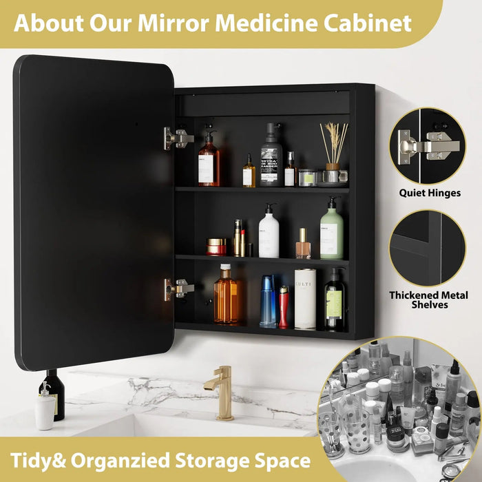 Hausvita Framed Recessed LED Light Bathroom Medicine Cabinet -small - Sweatfully