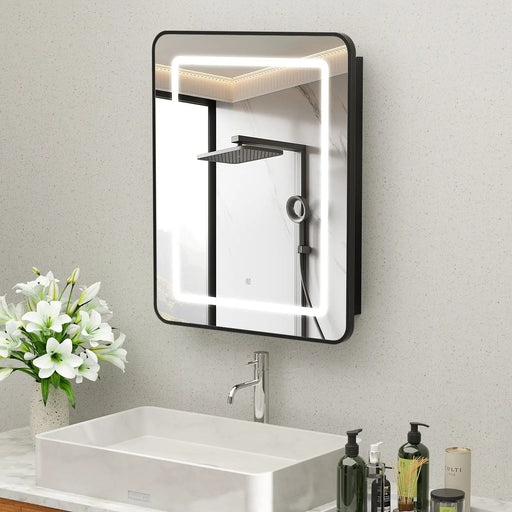Hausvita Framed Recessed LED Light Bathroom Medicine Cabinet -small - Sweatfully