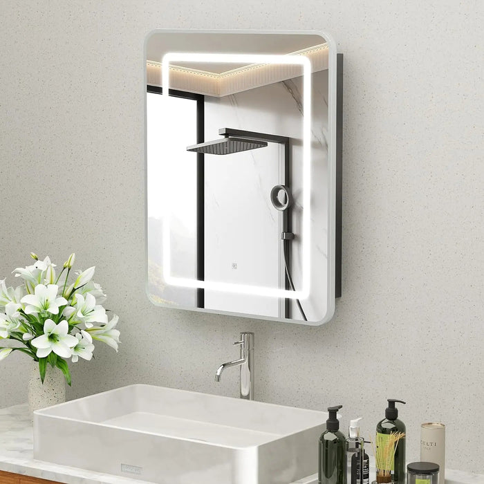 Hausvita Framed Recessed LED Light Bathroom Medicine Cabinet -small - Sweatfully
