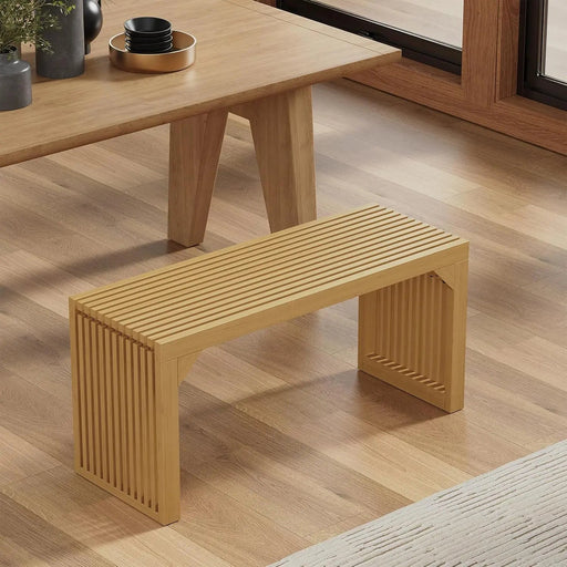 Hausvita HiKingQueens 35" Dining Bench, Indoor Wood Bench for Entryway,Living Room,Kitchen and Bedroom (Nature, Long Bench) - Sweatfully