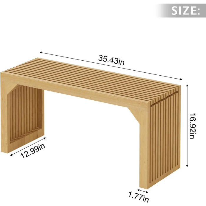 Hausvita HiKingQueens 35" Dining Bench, Indoor Wood Bench for Entryway,Living Room,Kitchen and Bedroom (Nature, Long Bench) - Sweatfully
