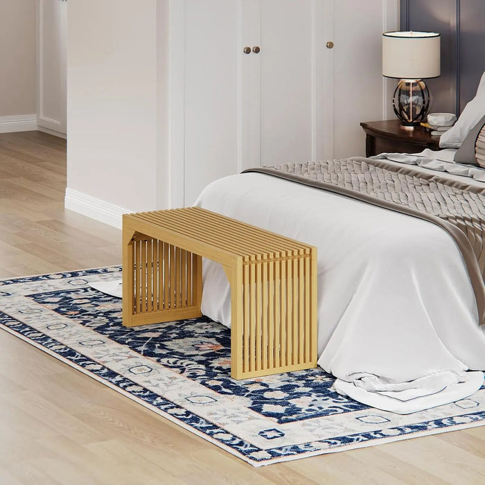 Hausvita HiKingQueens 35" Dining Bench, Indoor Wood Bench for Entryway,Living Room,Kitchen and Bedroom (Nature, Long Bench) - Sweatfully