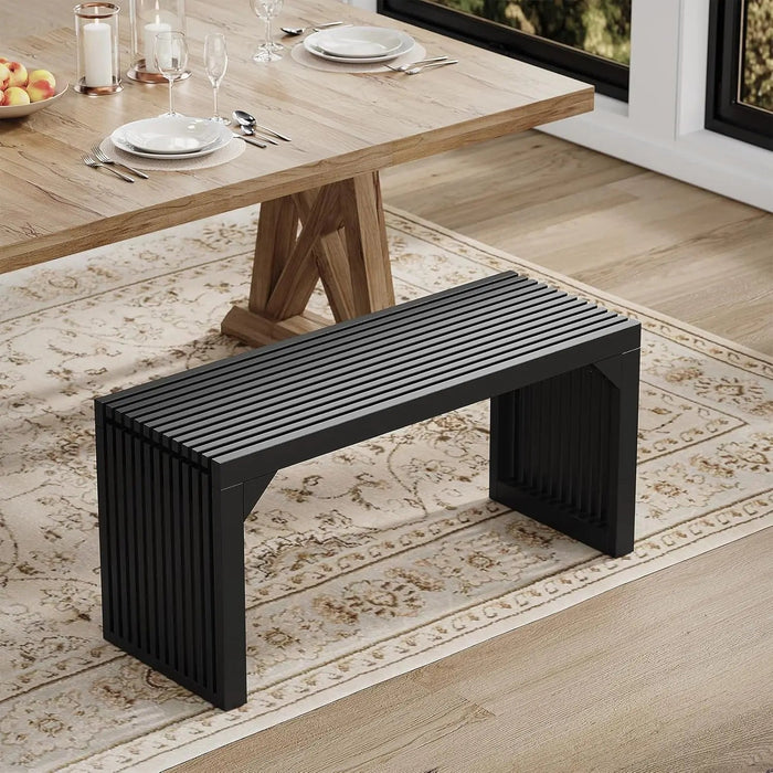 Hausvita HiKingQueens 35" Dining Bench, Indoor Wood Bench for Entryway,Living Room,Kitchen and Bedroom (Nature, Long Bench) - Sweatfully