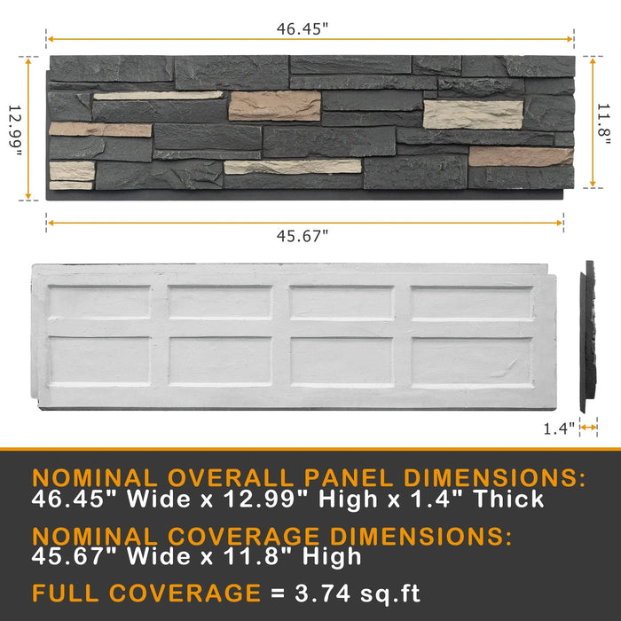Hausvita Faux Stone Wall Siding Panel, PU Stone Veneer Exterior, 46.46" x 13" - Sweatfully