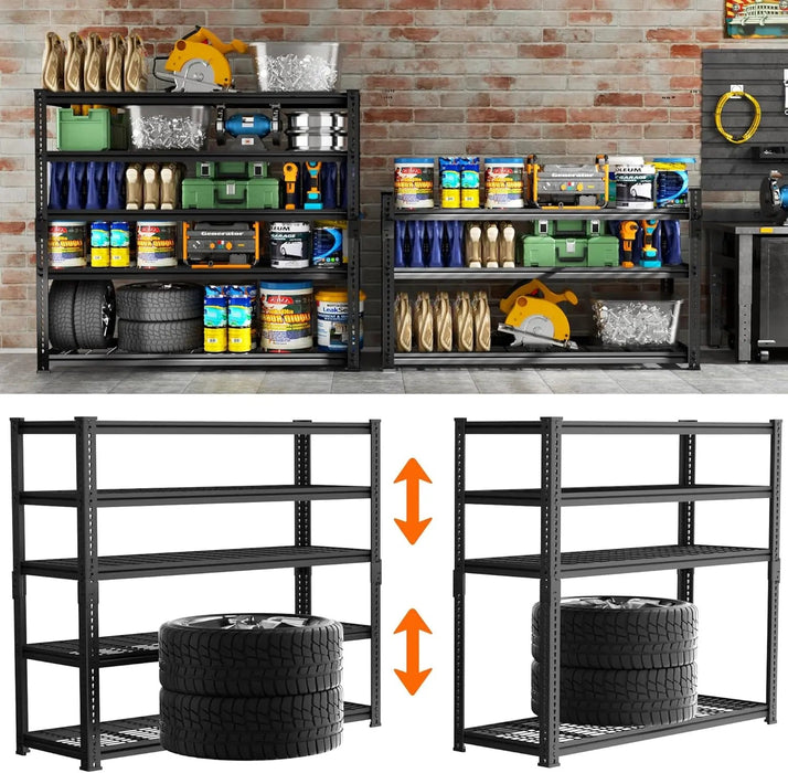 Hausvita Storage Shelves Heavy Duty, 48" L x 18" W x 72" H Garage Wire Shelving Unit Loads 2000LBS, 5-tier Adjustable Metal Industrial Utility Shelf Rack for Kitchen, Laundry Room, Pantry, Warehouse, Basement - Sweatfully