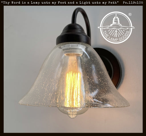 HEAVY SEEDED Antique Glass 1960's Shade Wall SCONCE - Sweatfully