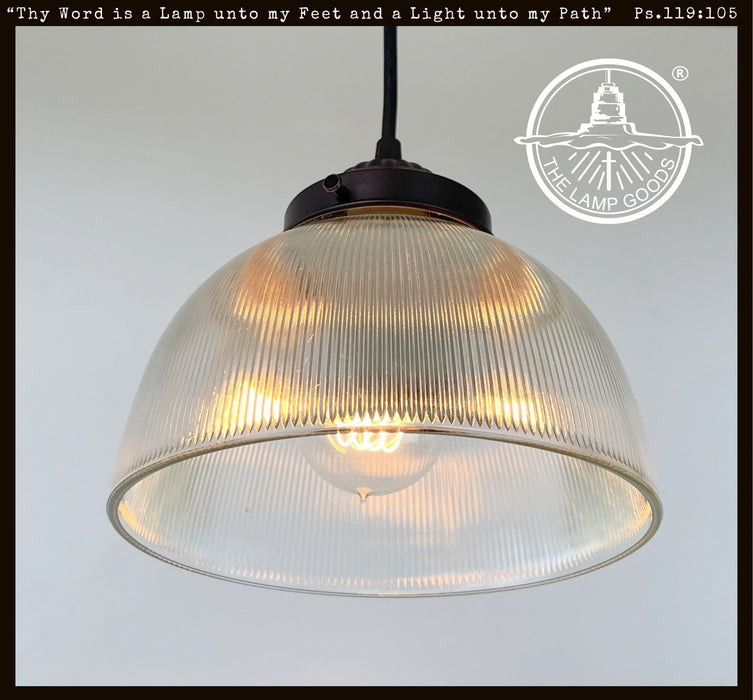 Antique 1960's Factory Holophane Chandelier Light - Sweatfully