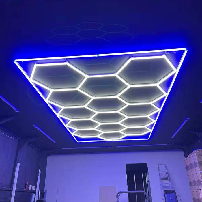 HexGlow Lighting 15 Hex Kit With Blue Border (16' x 8') - Sweatfully