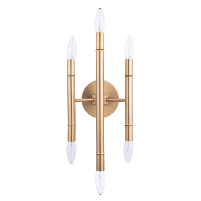 Ignis Mid-Century Modern Gold 6-Light Wall Sconce - Sweatfully