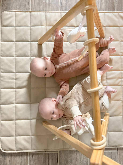 Lilac Wooden Baby Gym | Montessori Infant Play Gym with Hanging Toys - Sweatfully