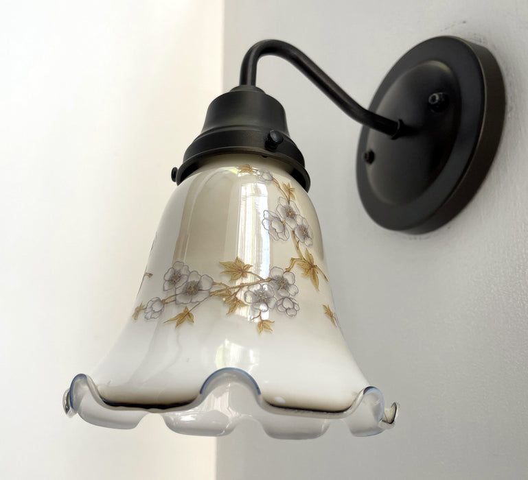 Antique PRINTED FLORAL 1960's Wall Sconce Lighting - Sweatfully