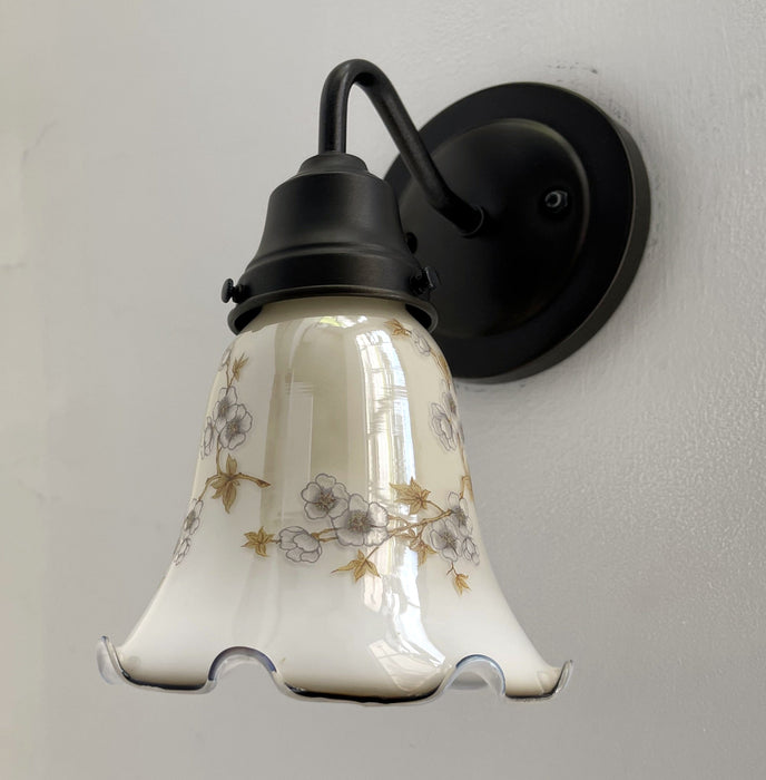 Antique PRINTED FLORAL 1960's Wall Sconce Lighting - Sweatfully