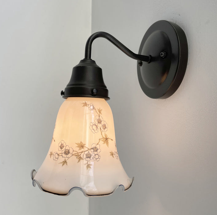 Antique PRINTED FLORAL 1960's Wall Sconce Lighting - Sweatfully