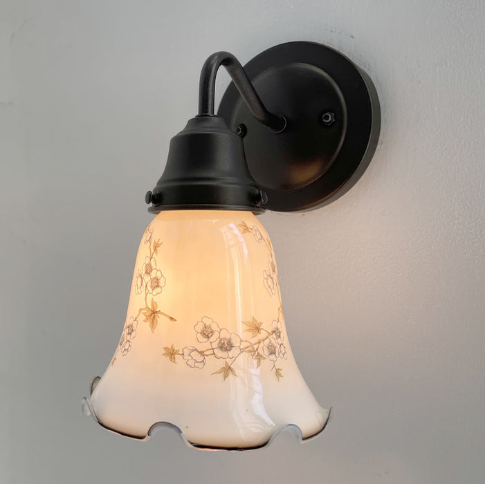 Antique PRINTED FLORAL 1960's Wall Sconce Lighting - Sweatfully