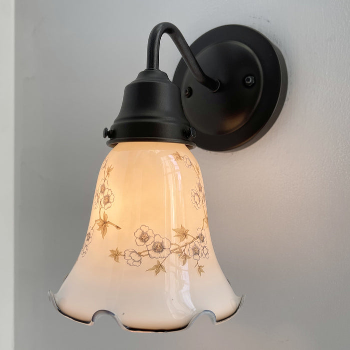 Antique PRINTED FLORAL 1960's Wall Sconce Lighting - Sweatfully