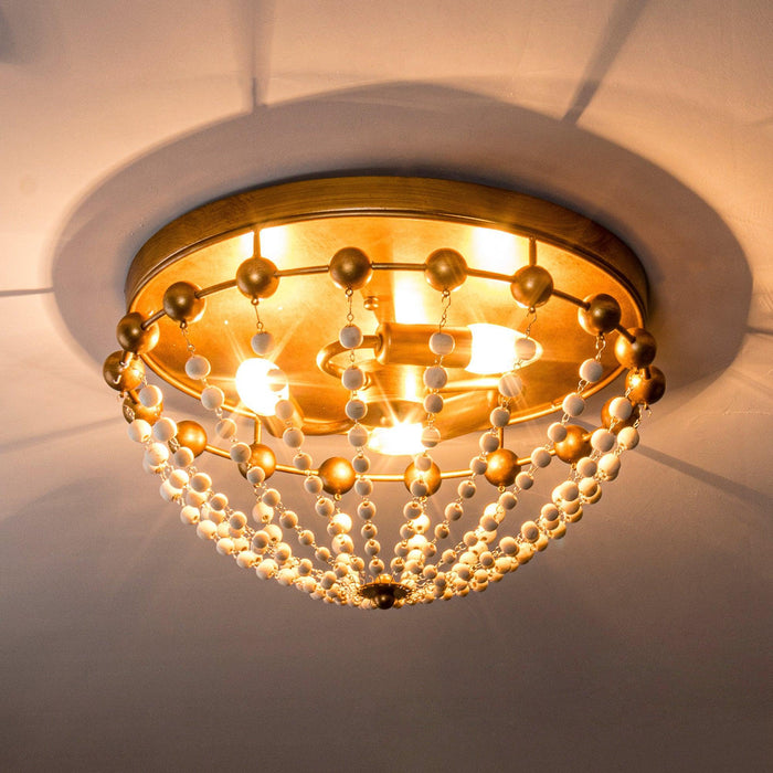 3-Light Golden Bohemian LED Modern Flush Mount Lighting - Sweatfully
