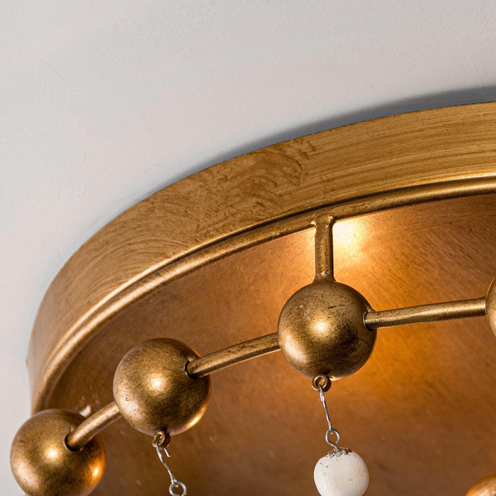 3-Light Golden Bohemian LED Modern Flush Mount Lighting - Sweatfully