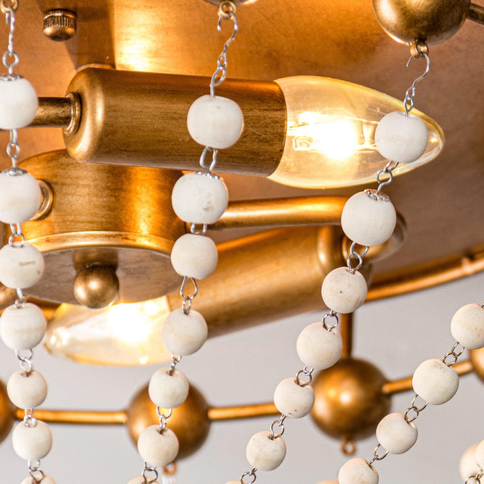 3-Light Golden Bohemian LED Modern Flush Mount Lighting - Sweatfully