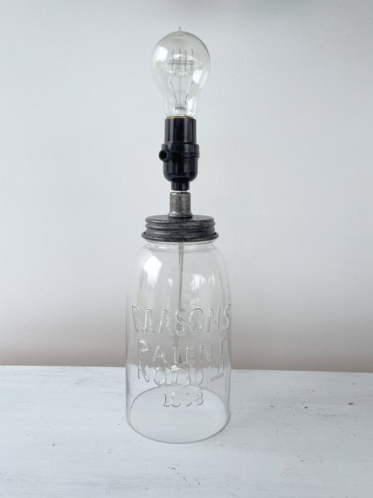 Mason Jar LAMP TABLE - (No shade included) - Sweatfully