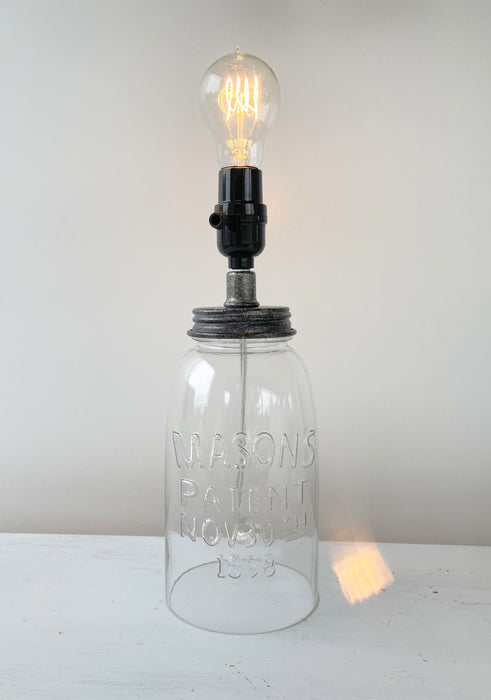 Mason Jar LAMP TABLE - (No shade included) - Sweatfully