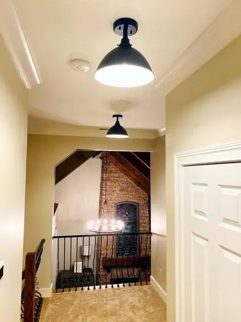 Large Black Enamel Farmhouse Ceiling Light - Sweatfully