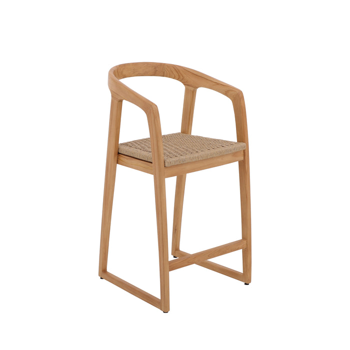 Ubud Natural Teak Indoor/Outdoor Bar Stool - Sweatfully