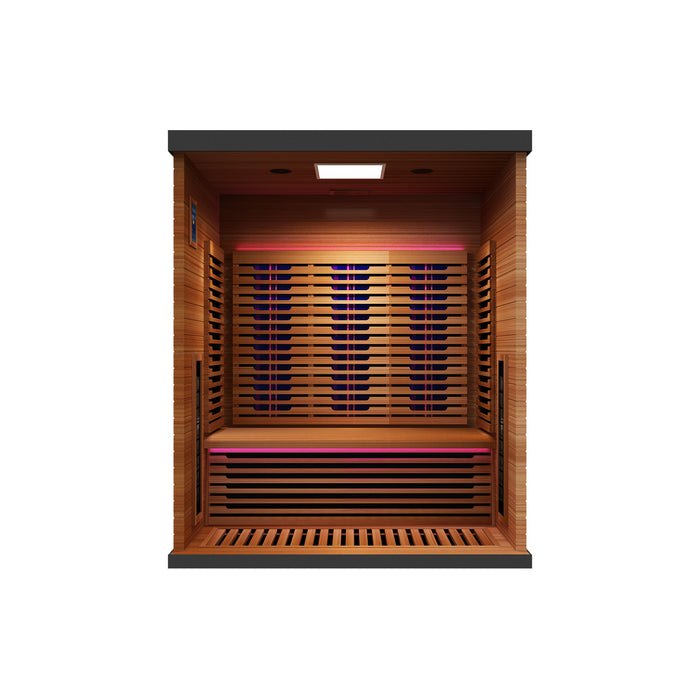Peak Saunas Matterhorn 3-Person Indoor Full Spectrum Infrared Sauna with Two XL Medical-Grade Red Light Therapy Panels & Smart WiFi App Control - Sweatfully