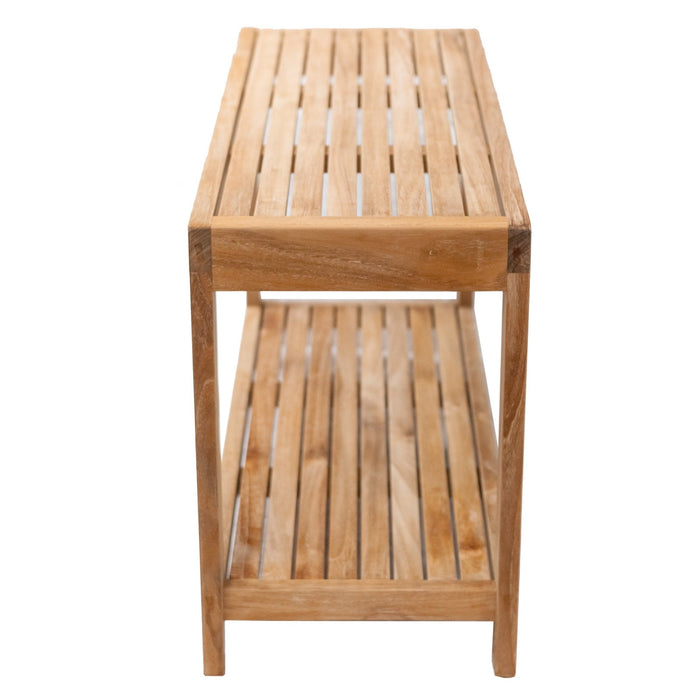 Bali Natural Teak Shower and Bath Spa Bench with Shelf - 35" - Sweatfully