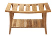 Taipei Natural Teak Shower and Bath Curved Spa Bench with Shelf - Sweatfully