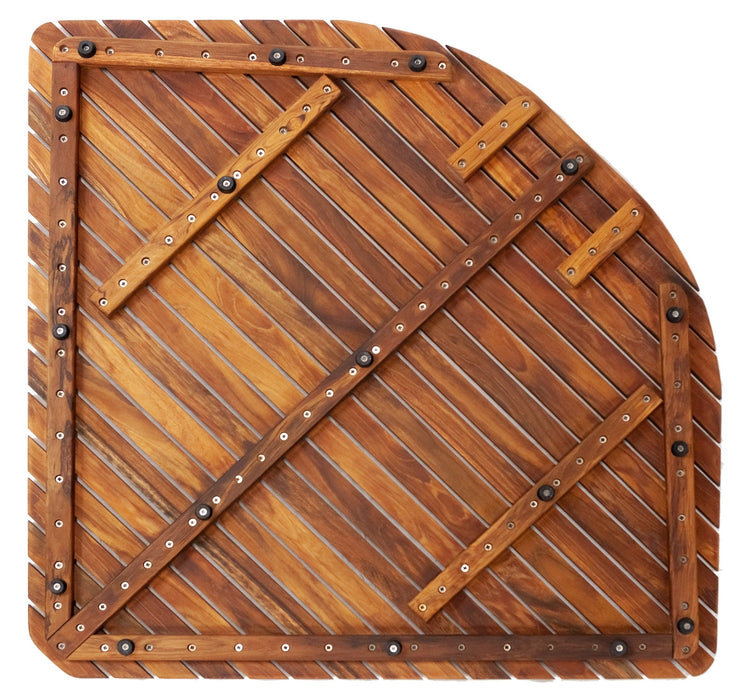 Airstream Oiled Teak Shower and Bath Mat with Rounded Edge 30″ x 30″ - Sweatfully