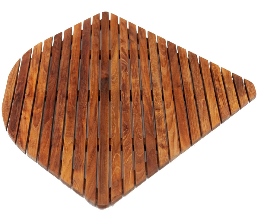 Airstream Oiled Teak Shower and Bath Mat with Rounded Edge 30″ x 30″ - Sweatfully