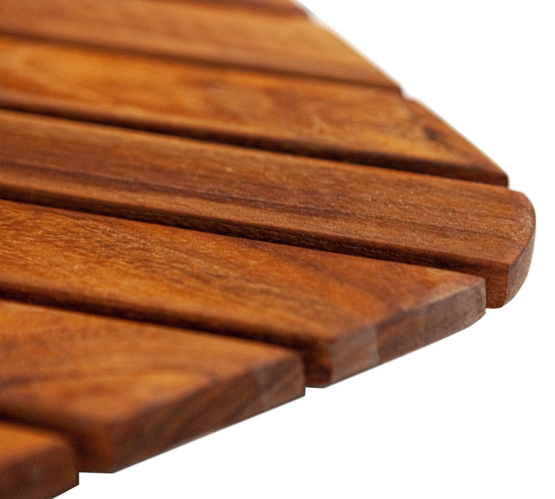 Airstream Oiled Teak Shower and Bath Mat with Rounded Edge 30″ x 30″ - Sweatfully