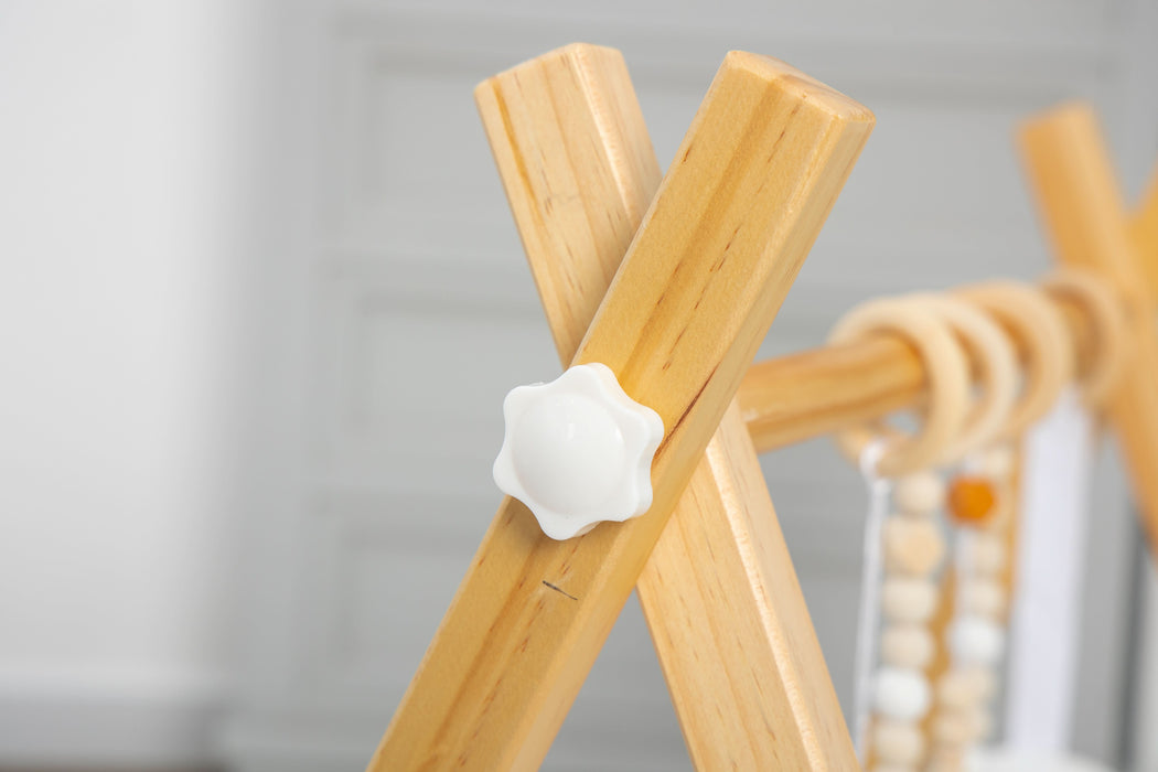 Lilac Wooden Baby Gym | Montessori Infant Play Gym with Hanging Toys - Sweatfully