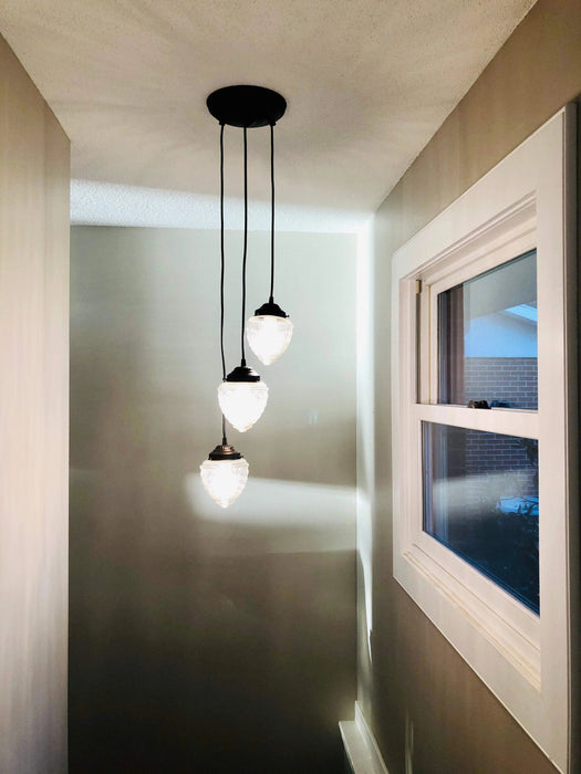 Acorn Glass Pendant Light Chandelier Trio - Sweatfully