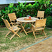Naples Natural Teak Outdoor Patio Folding Chair with Arm Rests - Sweatfully