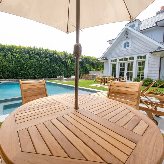 Naples Natural Teak Outdoor Foldable Round Dining Table - 47" - Sweatfully
