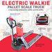 SUNMAX PT4400W Electric Walkie Pallet Truck with Built-in Scale, 4400 lbs Capacity, 45" x 27" Fork Size, Electric Brake - Sweatfully