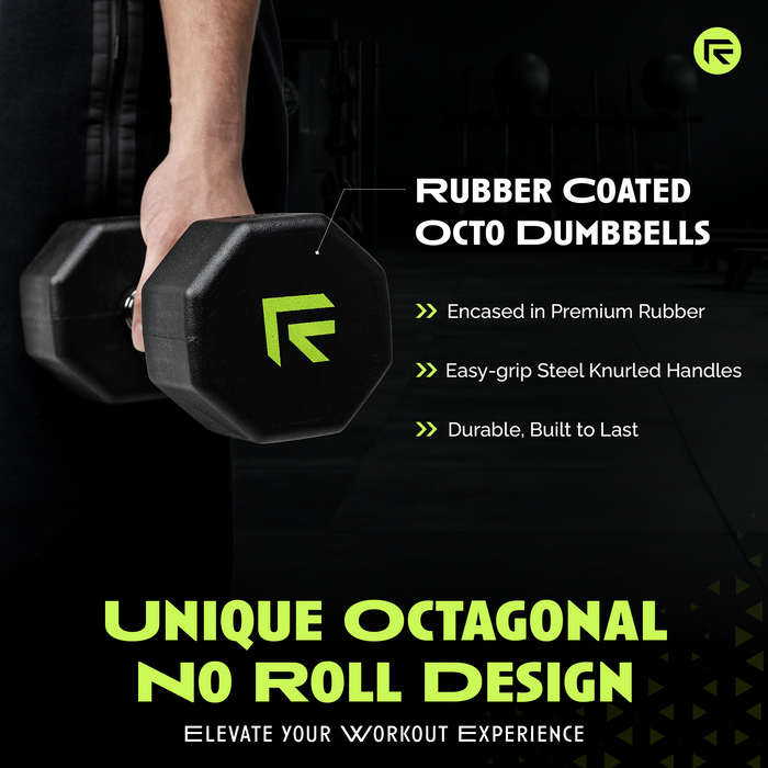 Octo Rubber Dumbbell (sold individually) - Sweatfully