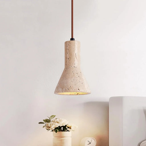 Industrial Conical Travertine Pendant Light - Sweatfully