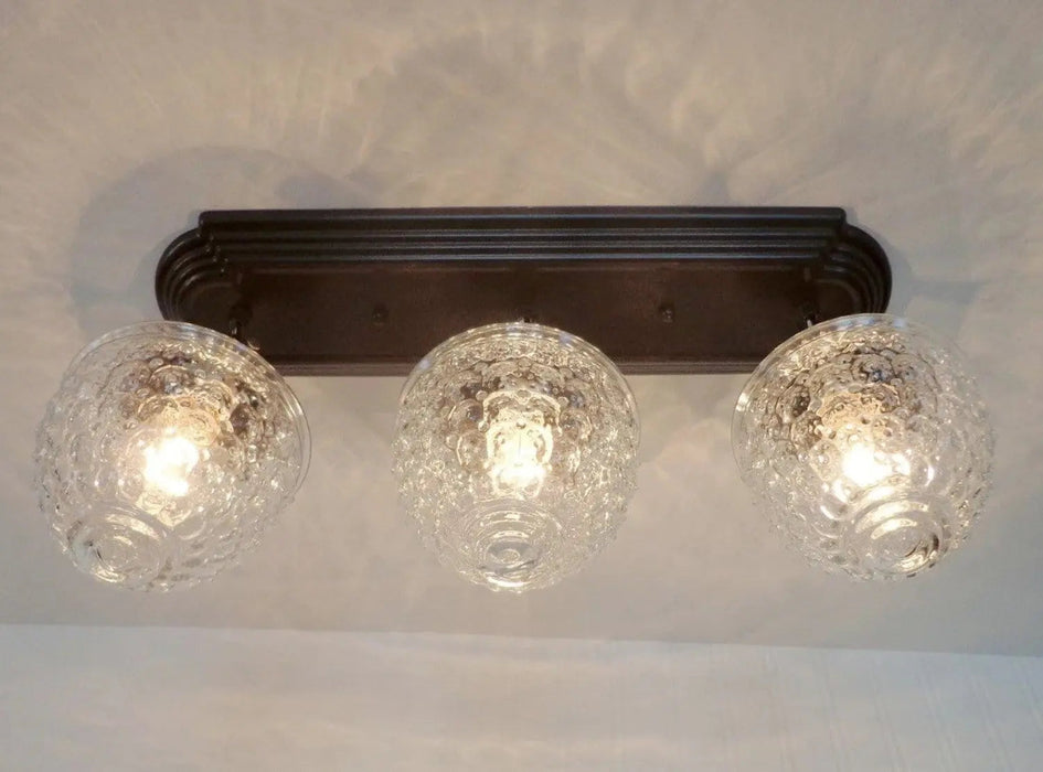 Antique Glass Ceiling Light Rectangular Chain Trio - Sweatfully