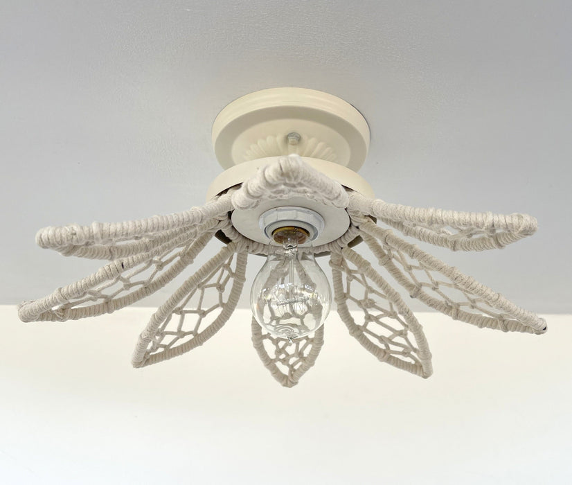 IVORY Natural FLORAL Ceiling Light Fixture - Sweatfully